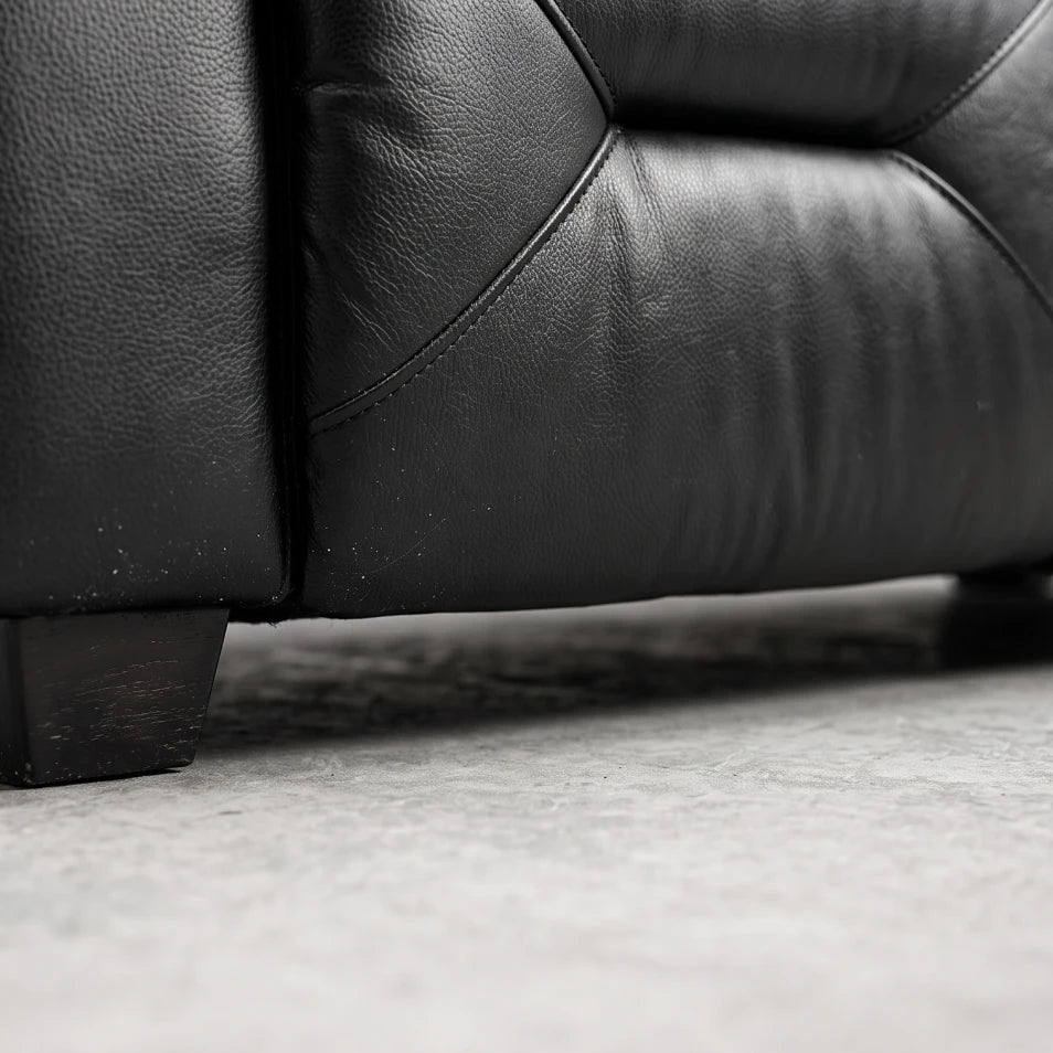 Rivello Genuine Leather Black 3 Seater Sofa