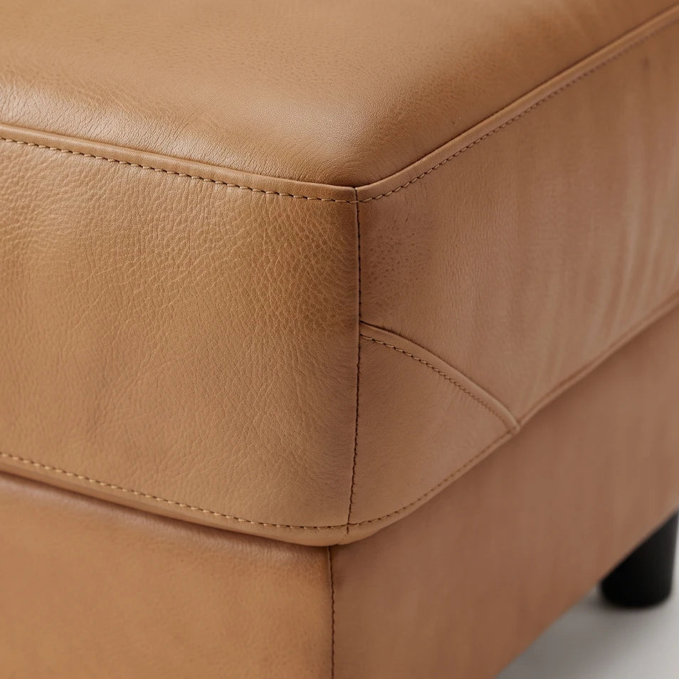 Rivello Genuine Leather Caramel Footstool
