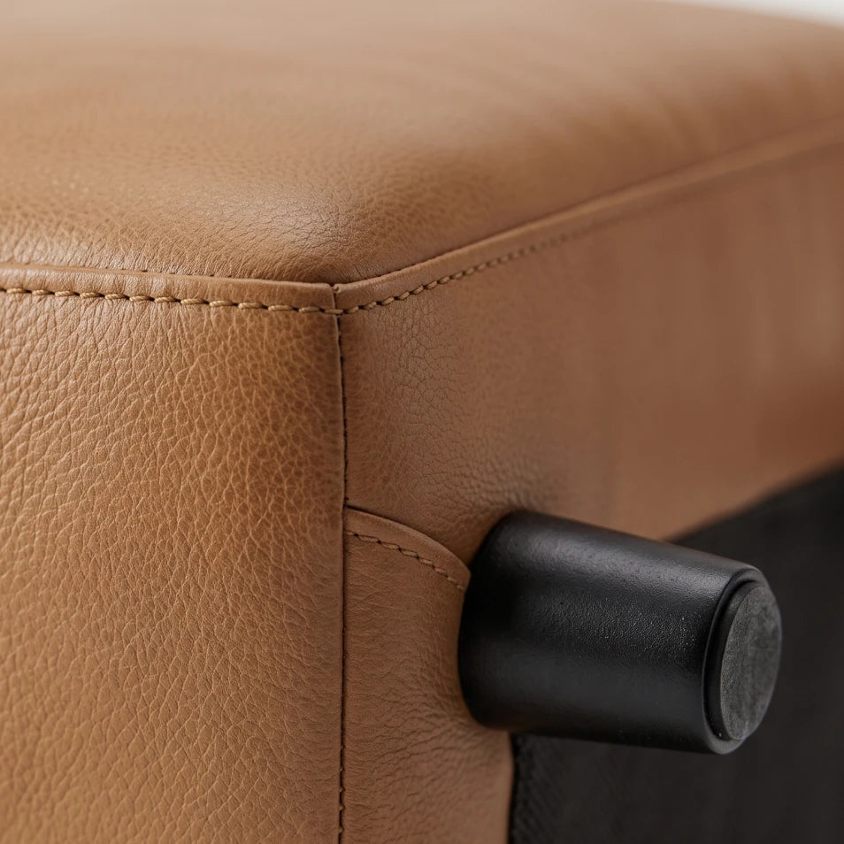 Rivello Genuine Leather Caramel Footstool