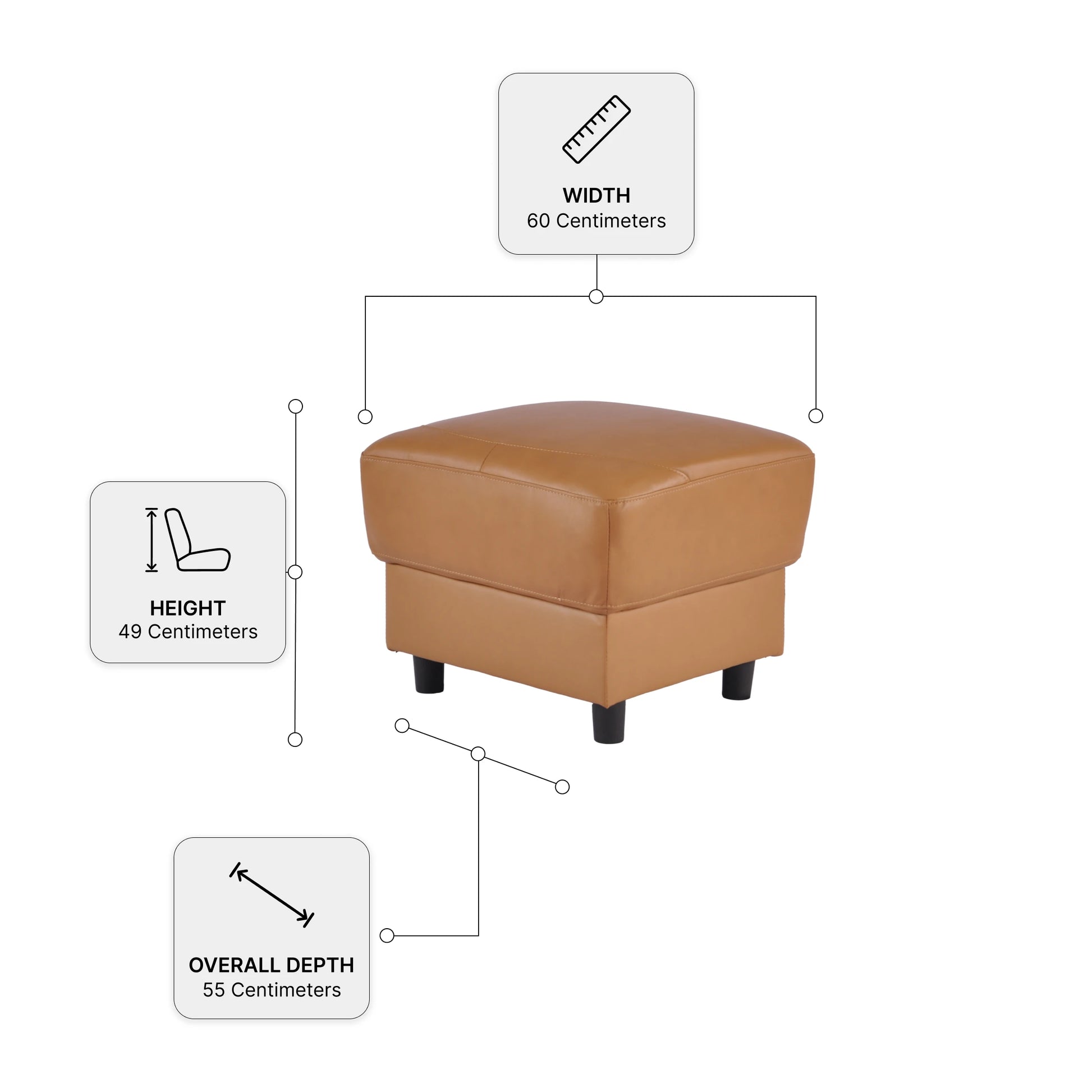 Rivello Genuine Leather Caramel Footstool