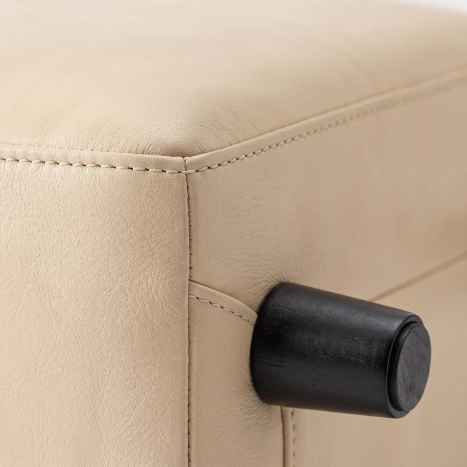 Rivello Genuine Leather Cream Footstool