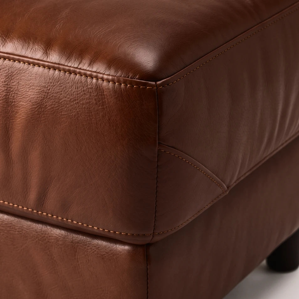 Rivello Genuine Leather Tan Footstool