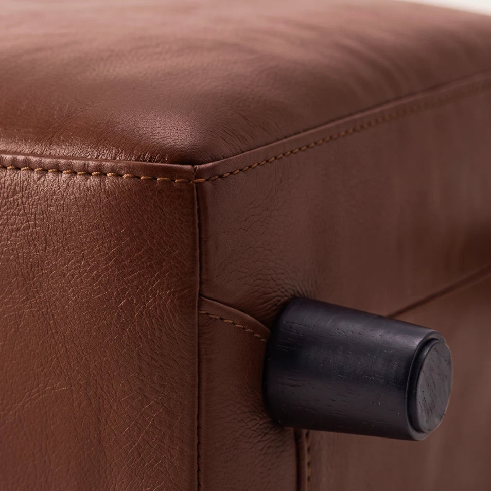 Rivello Genuine Leather Tan Footstool