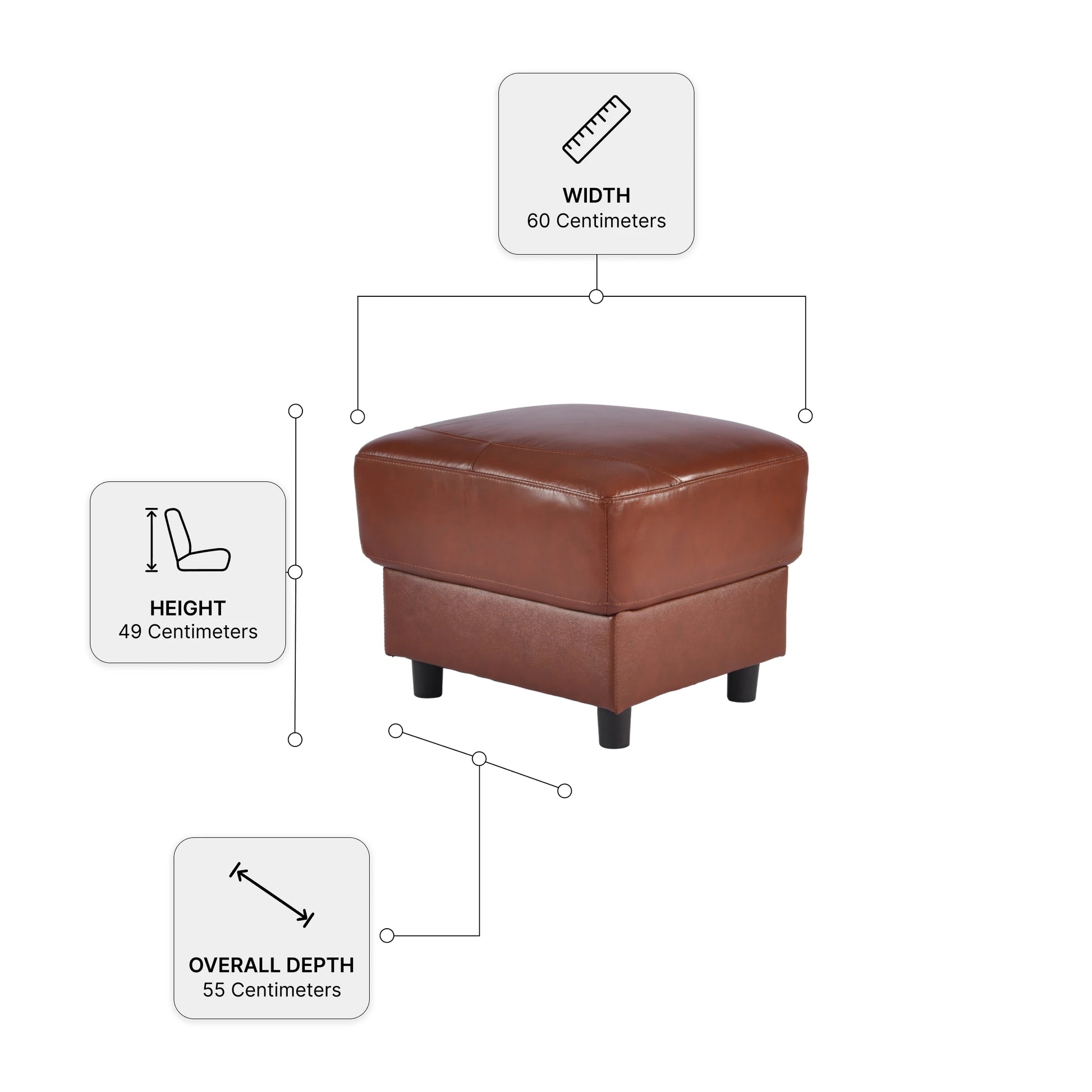 Rivello Genuine Leather Tan Footstool