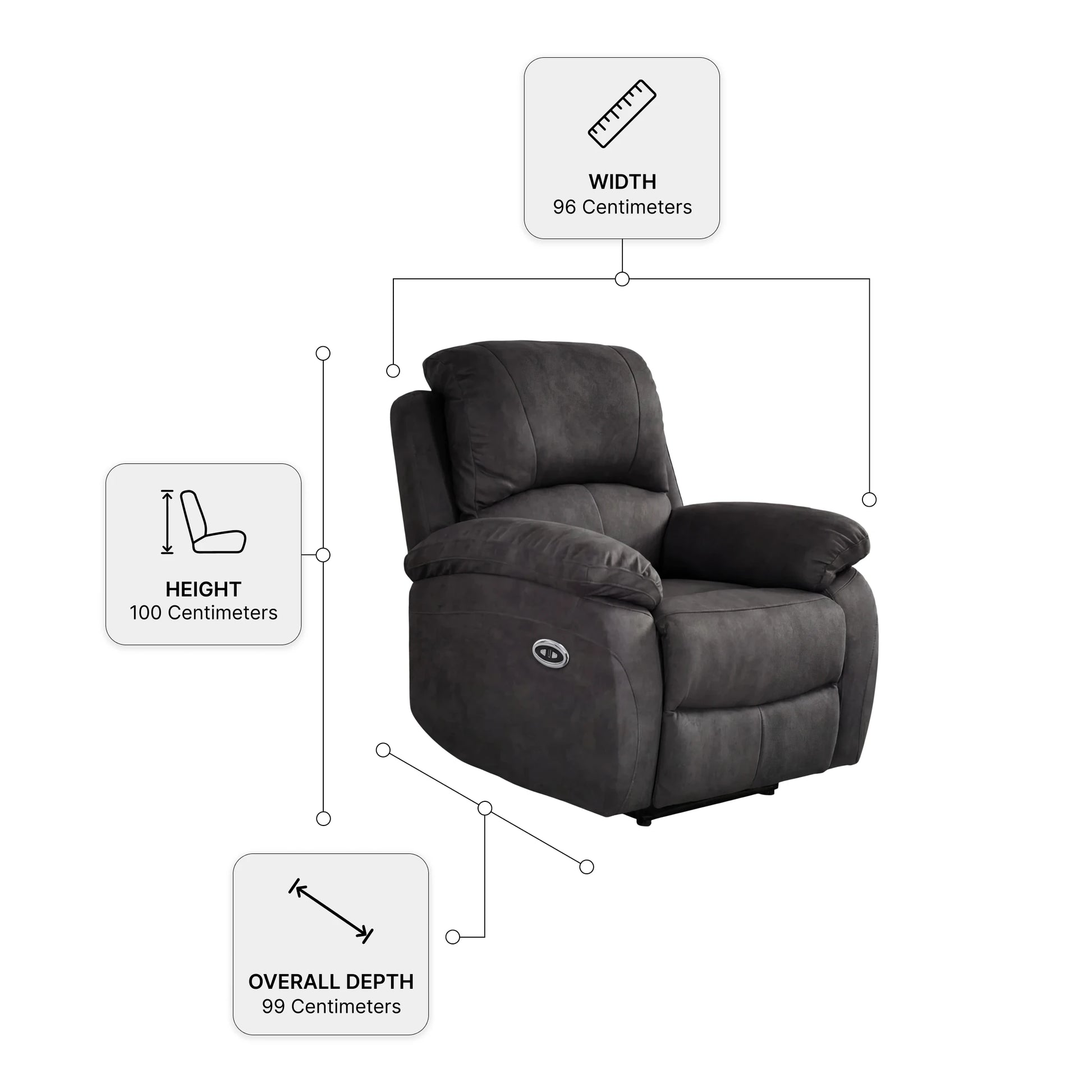 Roma Grey Fabric Electric Armchair