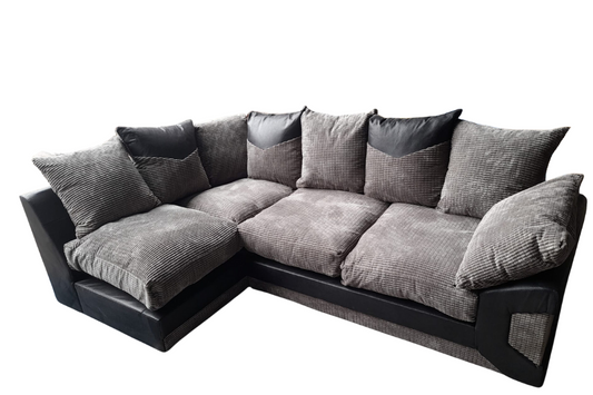 Outlet Dino Black & Grey Fabric Left Hand Corner Sofa