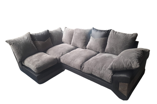 Outlet Dino Black & Grey Fabric Left Hand Corner Sofa