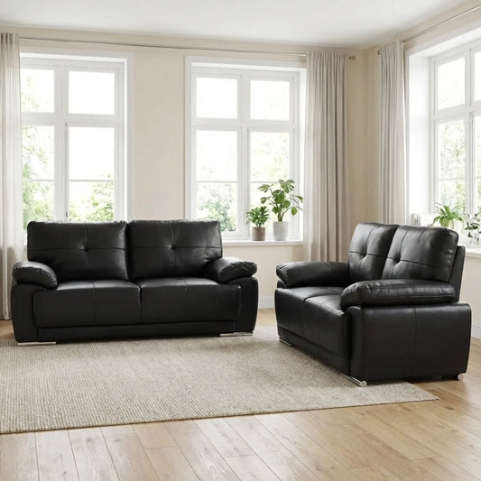 Premium Black Leather Lounge Seating