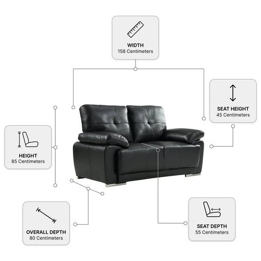 Sienna Black Leather Contemporary 2+1+1 Seater Sofa Set