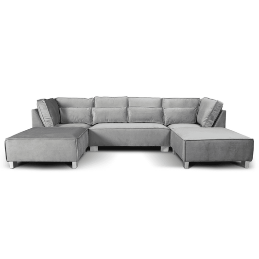 Gray sectional sofa on a white background