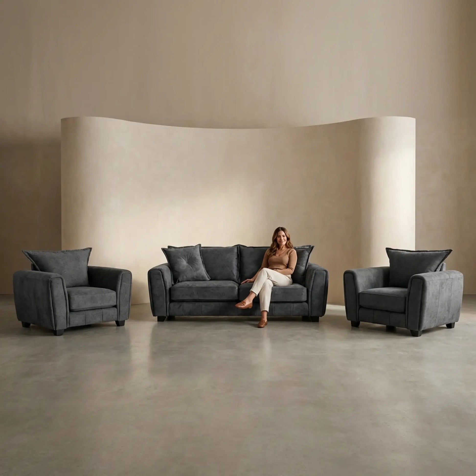 Somerford Grey Fabric 3+1+1 Sofa