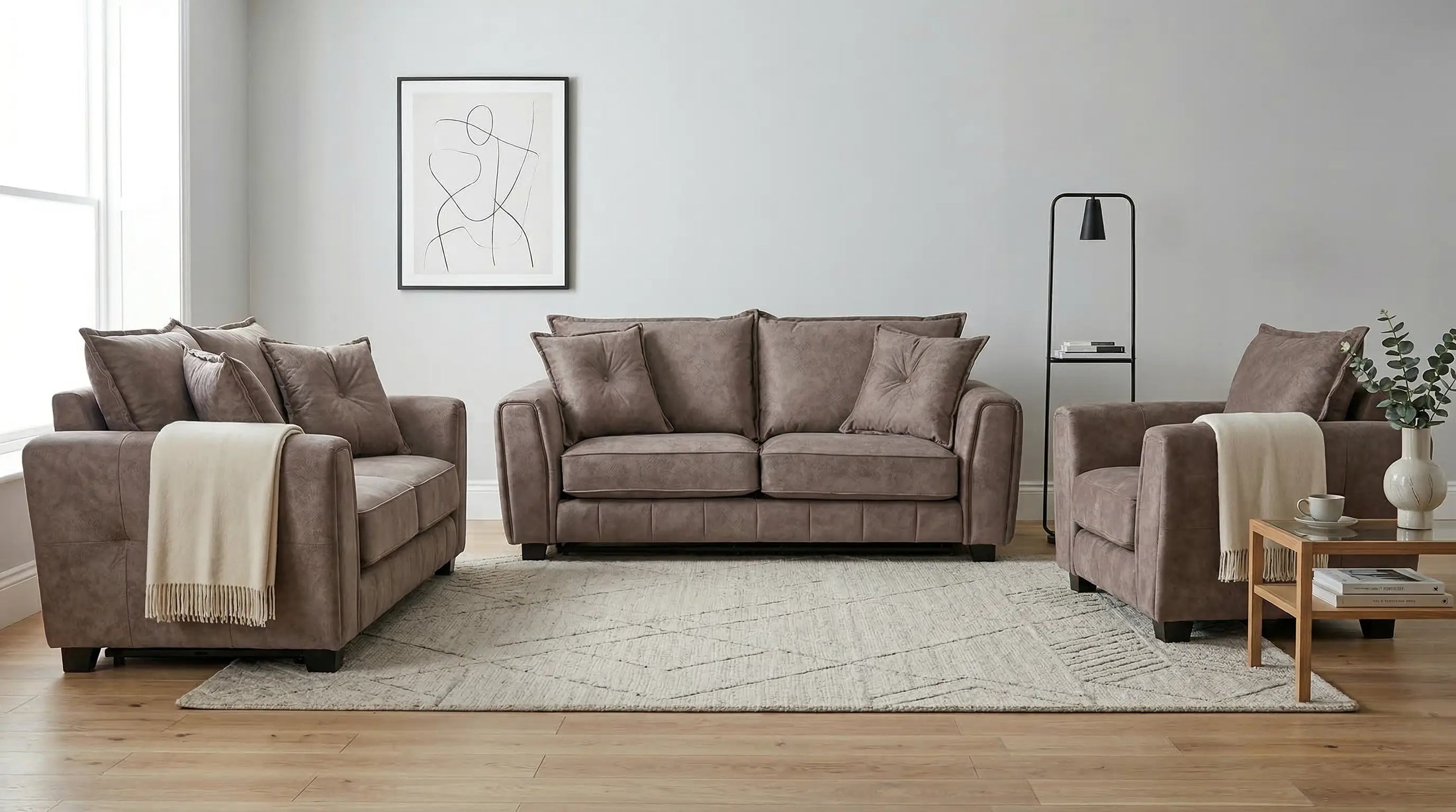 Somerford chocolate fabric 1+1+3 seater sofa sets