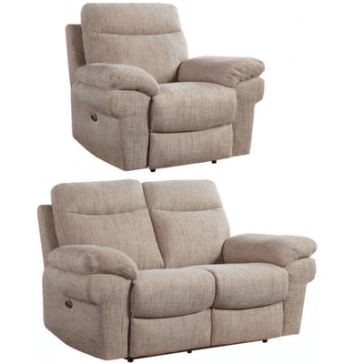 Tanya Beige Fabric Electric Recliner 2+1 Seater Sofa Set