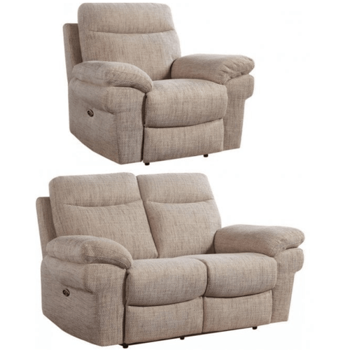 Tanya Beige Fabric Electric Recliner 2+1 Seater Sofa Set