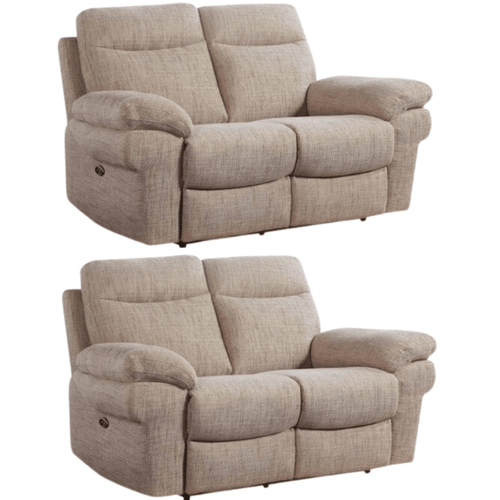 Tanya Beige Fabric Electric Recliner 2+2 Seater Sofa Set
