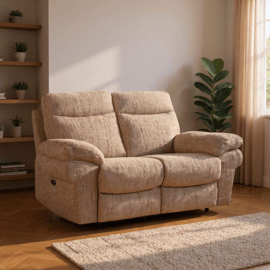 Tanya Beige Fabric Electric Recliner 2 Seater Sofa - Furniture Instore