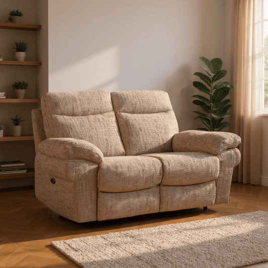 Tanya Beige Fabric Electric Recliner 2 Seater Sofa - Furniture Instore