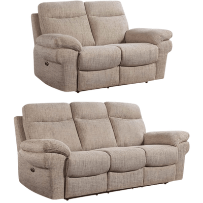 Tanya Beige Fabric Electric Recliner 3+2 Seater Sofa Set