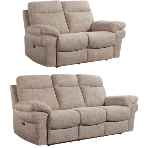 Tanya Beige Fabric Electric Recliner 3+2 Seater Sofa Set