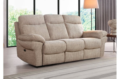 Tanya Beige Fabric Electric Recliner 3 Seater Sofa - Furniture Instore