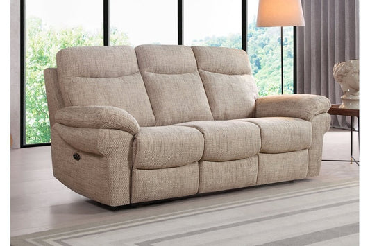 Tanya Beige Fabric Electric Recliner 3 Seater Sofa - Furniture Instore
