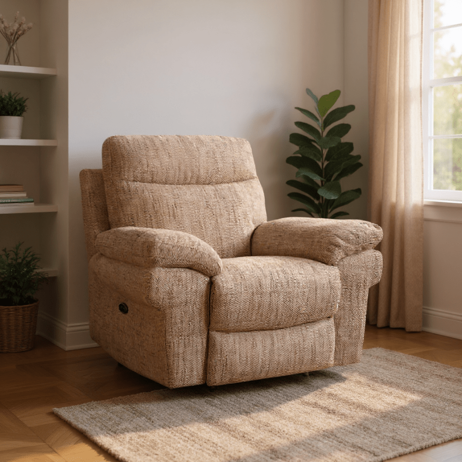 Tanya Beige Fabric Electric Recliner Armchair - Furniture Instore