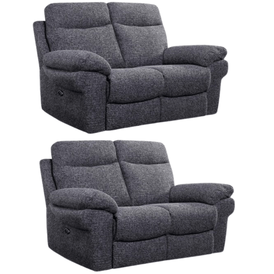 Tanya Grey Fabric Electric Recliner 2+2 Seater Sofa Set - Furniture Instore
