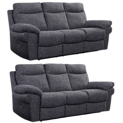 Tanya Grey Fabric Electric Recliner 3+3 Seater Sofa Set - Furniture Instore