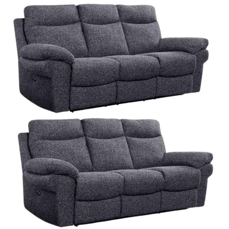 Tanya Grey Fabric Electric Recliner 3+3 Seater Sofa Set - Furniture Instore