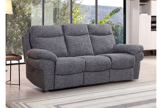 Tanya Grey Fabric Electric Recliner 3 Seater Sofa - Furniture Instore