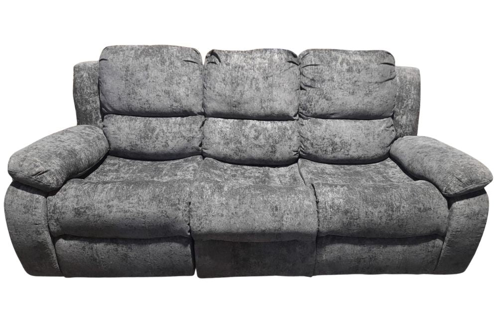 Outlet Valencia Grey Fabric Manual Recliner 3 Seater Sofa