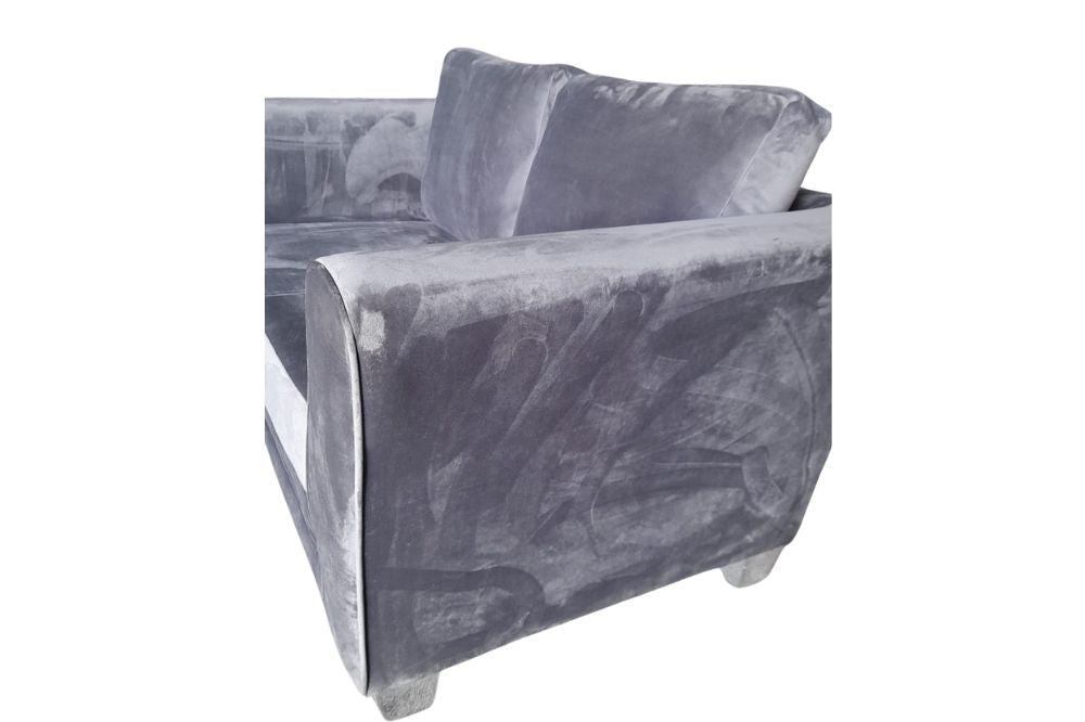 Outlet Malta Grey Velvet 2 Seater Sofa