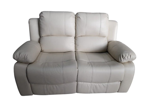 Outlet Valencia Cream Leather Manual Recliner 2 Seater Sofa