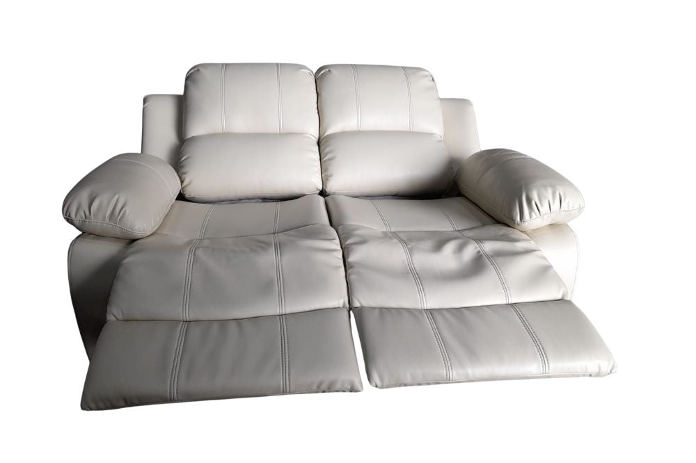 Outlet Valencia Cream Leather Manual Recliner 2 Seater Sofa