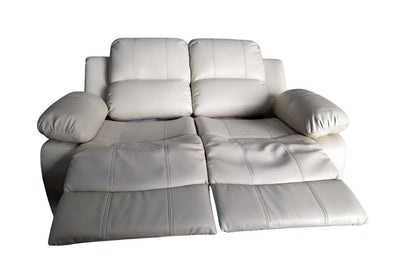 Outlet Valencia Cream Leather Manual Recliner 2 Seater Sofa