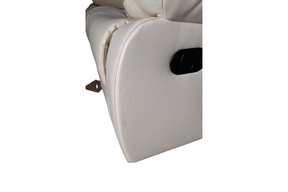Outlet Valencia Cream Leather Manual Recliner 2 Seater Sofa