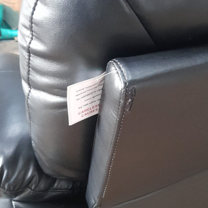 Outlet Verona Black Leather 3 Seater Sofa
