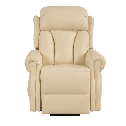 Hunson Genuine Leather Cream Rise & Recline Mobility Chair