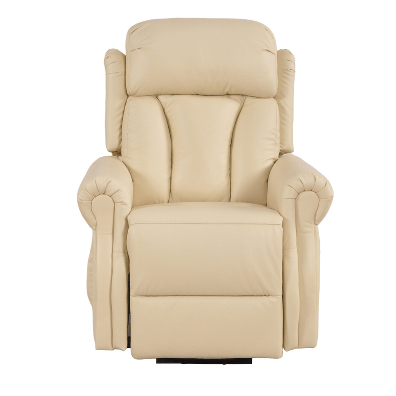 Hunson Genuine Leather Cream Rise & Recline Mobility Chair - Furniture Instore