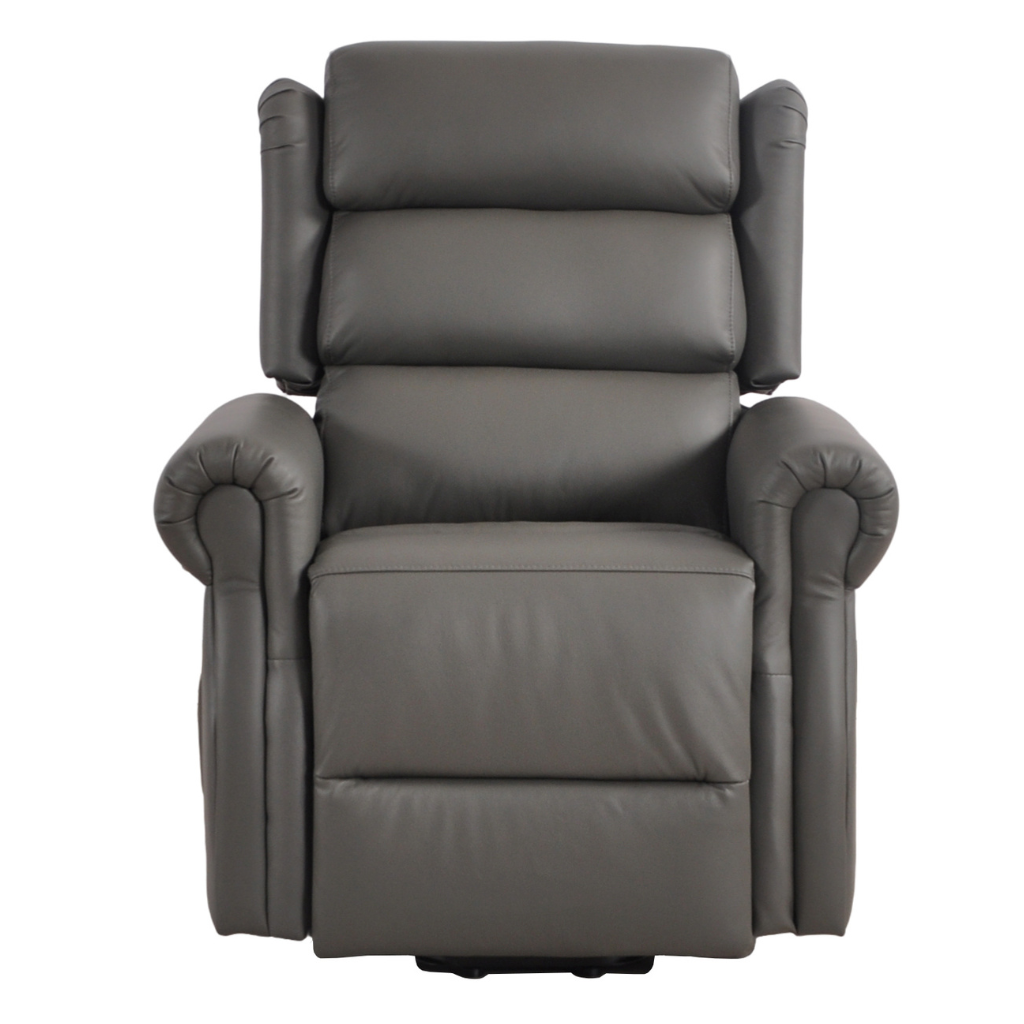 Kingsbury Genuine Leather Grey Rise & Recline Mobility Chair