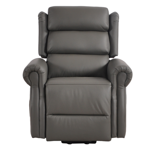Kingsbury Genuine Leather Grey Rise & Recline Mobility Chair