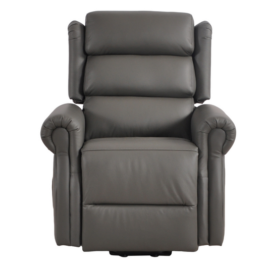 Kingsbury Genuine Leather Grey Rise & Recline Mobility Chair