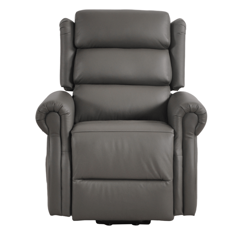 Kingsbury Genuine Leather Grey Rise & Recline Mobility Chair - Furniture Instore