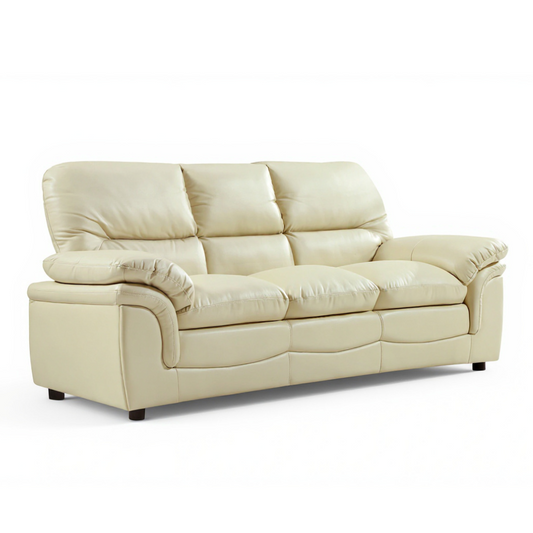 Verona Cream Leather 3+3 Seater Sofa Set