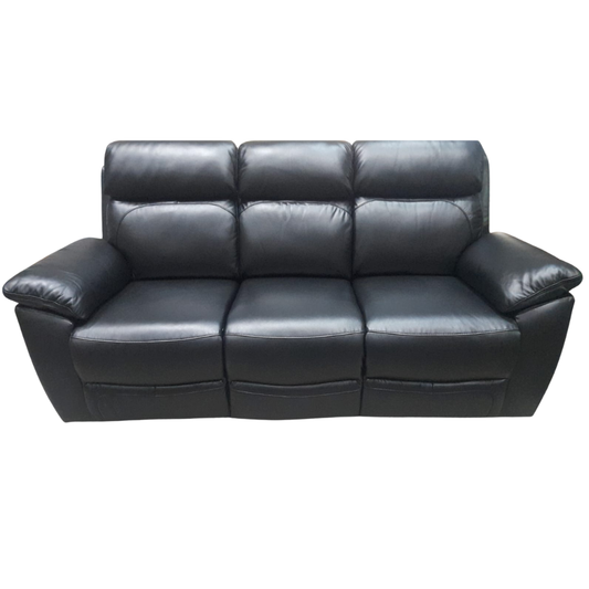 Black leather sofa on a white background