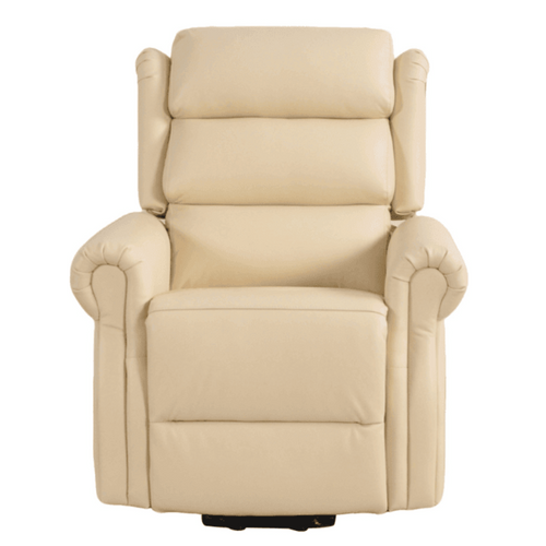 Kingsbury Genuine Leather Cream Rise & Recline Mobility Chair