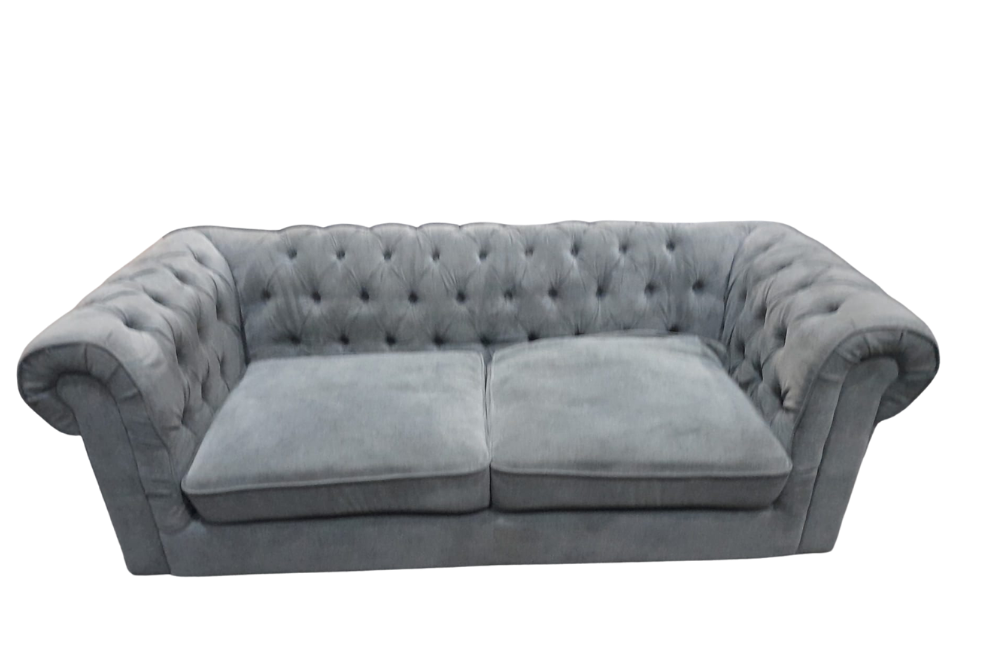 Outlet Chesterfield Grey Fabric 3 Seater Sofa