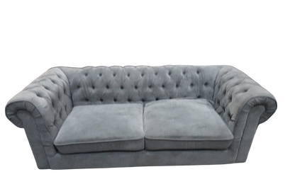 Outlet Chesterfield Grey Fabric 3 Seater Sofa