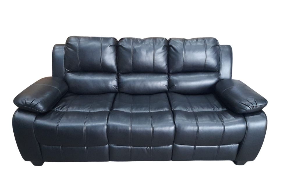 Outlet Valerie Black Leather 3 Seater Sofa