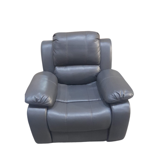 Contemporary Valerie armchair upholstered in grey leather, set against a clean white background